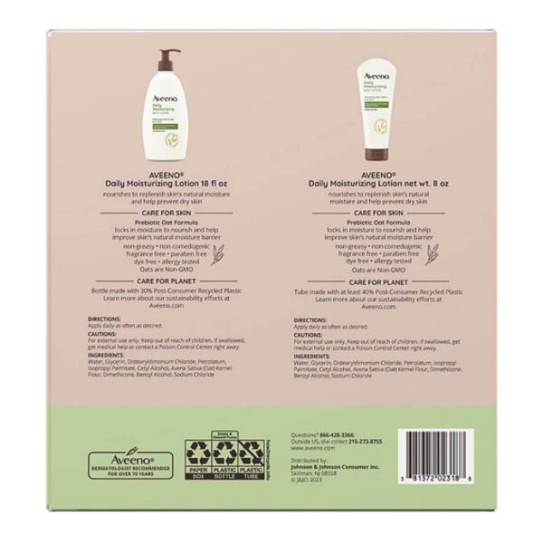 Aveeno - Daily Moisturizing Body Lotion - 18 Oz - 2 Pack + 8 Oz Tube - Image 2