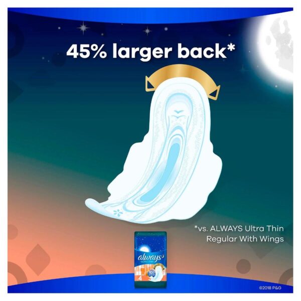 Always - Ultra Thin Size 4 Overnight Pads With Wings, Unscented - 80 ct. - Image 3