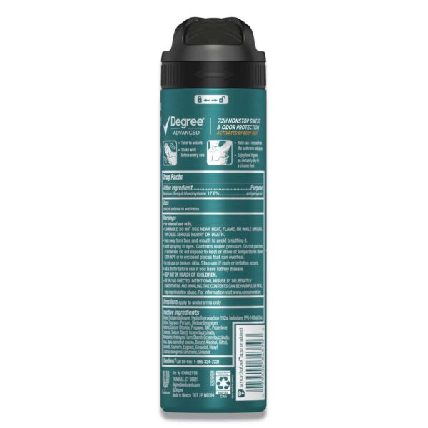 Degree, Advanced 72H MotionSense, Antiperspirant Deodorant, Dry Spray, Cool Rush, 3.8 Oz- 12 Pack - Image 2