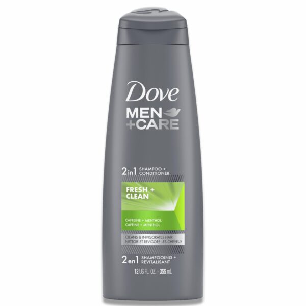 Dove - Men + Care, 2 in 1 Shampoo + Conditioner, Fresh + Clean, Caffeine + Menthol - 12 Oz - 6 Pack - Image 2