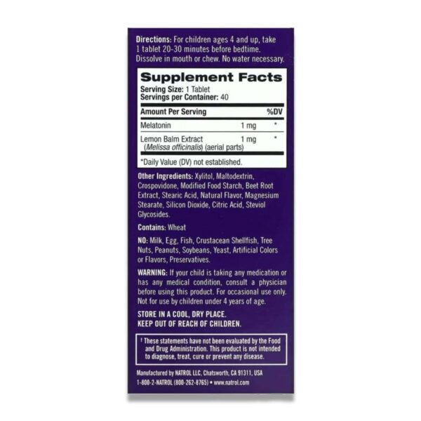 Natrol - Kids Melatonin, Fast Dissolve - 1 mg 40 Tablets - 12 Pack - Image 3