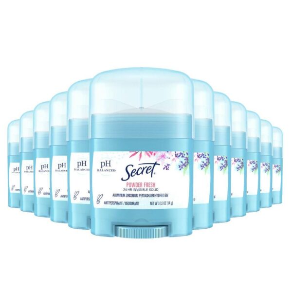 Secret Invisible Solid Anti-Perspirant & Deodorant, Powder Fresh 0.50 oz - 24 Pack - Travel Size