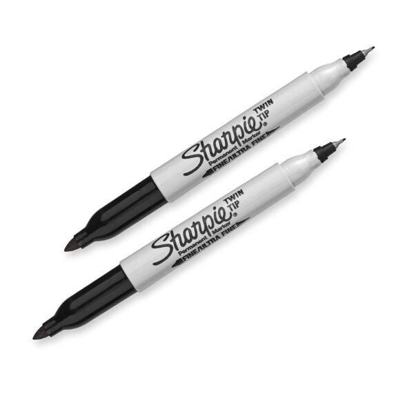 Sharpie - Twin Tip Permanent Markers, Black - 12 Pack - Image 2